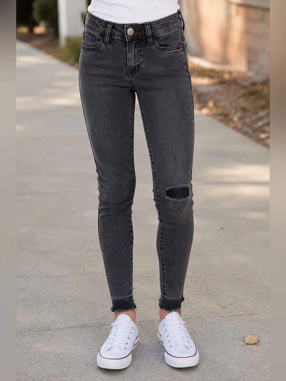 Old Navy Jeans Kids Girls Gray Ballerina Jeggings Skinny Distressed Fray